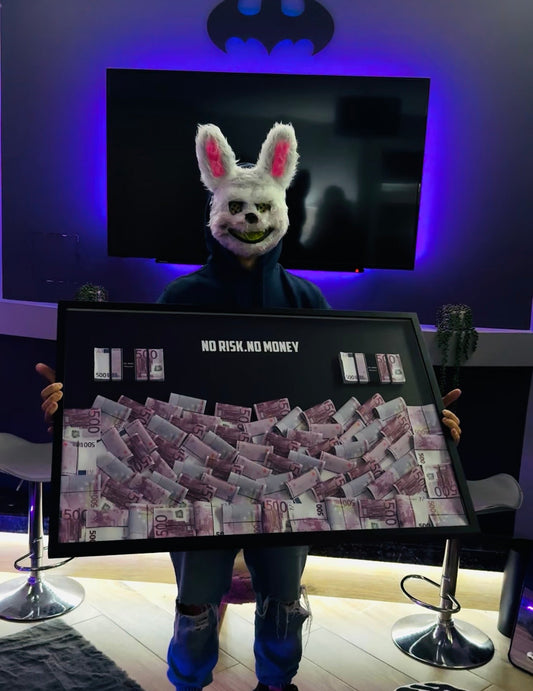 Money Storm Frame — No Risk, No Money | 93x63 cm